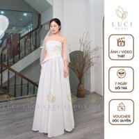 Váy Đi Bàn Cô Dâu Thiết Kế Corset Dáng Dài Cúp Ngực Xếp Ly Eo Quyến Rũ Gợi Cảm Và Nữ Tính Thoải Mái Khi Mặc