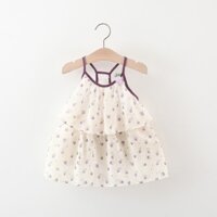 Váy đi biển bé gái 9 tháng đến 3 tuổi, Quần áo trẻ em mùa hè mới, Váy bé gái hoa nhỏ