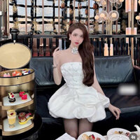 Váy đi dự tiệc, đầm dự tiệc quây cúp ngực đính kết chân bom bồng bềnh ngắn thiết kế tiểu thư sang chảnh LONA Jennies