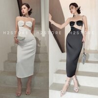 VÁY ĐI TIỆC CUT OUT PHÍ TRƯỚC VIỀN HẠT 190922