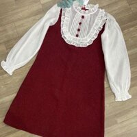 Váy đỏ dạ phố cúc baby