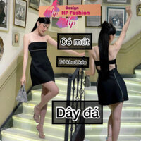 Váy dự tiệc 2 dây cao cấp, đầm nữ hở lưng body dây đá thiết kế đi tiệc G276 đầm đá    STYLE