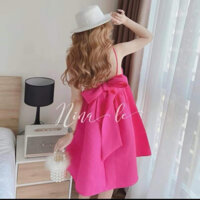 Váy Dự Tiệc - Đầm 2 Dây Buộc Nơ Sau Chất Xốp