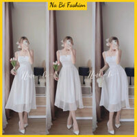 Váy dự tiệc - Đầm 2 dây xẻ ngực 2 lớp, SẴN MÚT NGỰC, dáng xòe phong cách hàn quốc, tiểu thư trẻ trung sành điệu