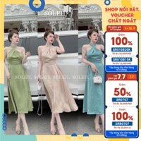 Váy Dự Tiệc Thiết Kế Chéo Cổ Sang Trọng Có Lót Ngực Chất Lụa Cao Cấp Loại 1 [ Ảnh Thật]