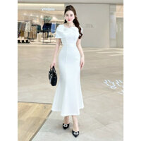 Váy Đuôi Cá Trắng MAY M49 Chất Liệu Trượt Dior – Đầm Đuôi Cá Nữ Dự tiệc Sang Trọng Chuẩn MAY