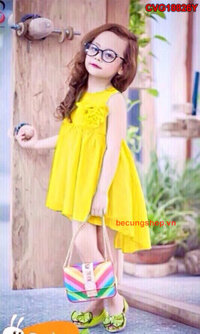 Váy đuôi tôm đính hoa hồng cực yêu cho bé từ 1-8 tuổi_CVG18826G