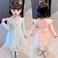 Váy Elsa cho bé gái Đầm dài tay siêu xinh, Đầm Elsa bé gái cao cấp