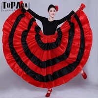 Váy Flamenco Tây Ban Nha TUPABA, Satin Big Swing Belly Dance Trang phục, Phòng khiêu vũ thời trang Phòng khiêu vũ Smooth Paso Doble cho nữ