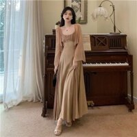 Váy Hai Dây Cạp Cao Dài Vừa Phong Cách Cổ Điển Hy Lạp Pháp