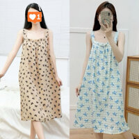 Váy hai dây mặc nhà lanh lụa siêu mềm mát 2DBT1