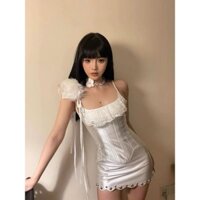 Váy hai dây ôm body dáng corset phối ren ngực đính đá viền váy 𝑳𝒂𝒍𝒂𝒍𝒂𝒏𝒅 𝑫𝒓𝒆𝒔𝒔