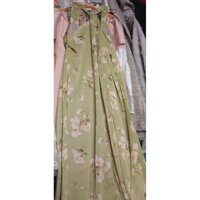 váy hoa đi biển dáng dài cổ yếm cột nơ sau
