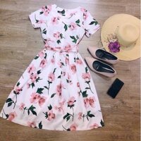 Váy hoa hồng lá xanh