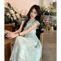 Váy Hoa Màu Xanh Dễ Thương Váy Dài Trẻ Trung Xu Hướng Mới Nhất Cho Mùa Hè Váy Chất Liệu Mát
