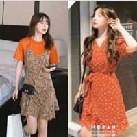 Váy hoa nhí cam xinh hottrend