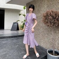 Váy hoa nhí màu tím pastel hàng Quảng Châu cao cấp - V138