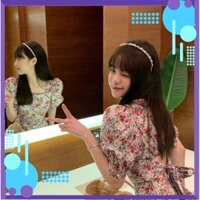 VÁY HOA NHÍ TAY BỒNG CỔ VUÔNG THẮT NƠ LƯNG HỒNG TÍM - VÁY HOA TÍM TIỂU THƯ [ cực hot ]