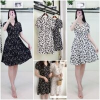 🌴Váy hoa nhí tim vắt nơ eo dáng A dài chạm gối xinh xắn❤Là hàng Quảng Châu loại 1, 2 lớp may kỹ 👍Ảnh thật❤