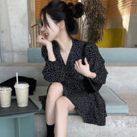 Váy hoa  nhí váy doll baby đi biển Đen Đầm Voan Chấm Bi Dáng Ngắn Thời Trang 2023