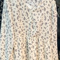 Váy hoa nhí vintage - Đầm hoa nhí dáng dài cổ V phong cách Ulzzang - Trắng,Free size