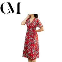 Váy Hoa Tiểu Thư Thiết Kế dáng dài thun lạnh đắp Chéo Xinh Đẹp Glam Mall