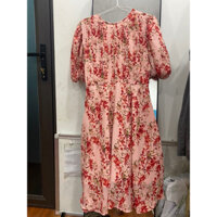 váy hoa voan lựu đỏ