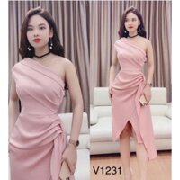 Váy hồng lệch vai V1231 - By KemStore