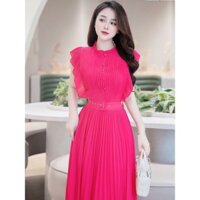 Váy Hồng Sen Nữ MAY NN26 Kèm Đai - Đầm Tay Cánh Bướm Dự Tiệc Du Lịch Thiết Kế Nữ Tính Chuẩn MAY