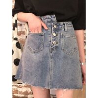 Váy jean nữ ngắn, cài nút - V004