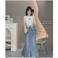 VÁY JEAN SIÊU DÀI ĐUÔI CÁ PHỐI LẬT LAI (HÀNG JEAN 100% ) LYIE