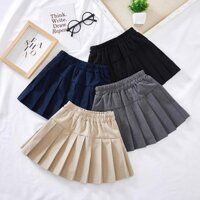 Váy Kaki Bé Gái Xuân Thu Trẻ Em Bé Gái Màu Be Xanh Navy Đồng Phục Đi Học Váy Ngắn Học Sinh Tiểu Học Váy Xếp Ly