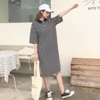 Váy kẻ ngang cổ đức