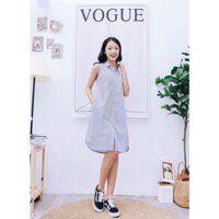 Váy kẻ nhí sơ mi sát nách hàng xuất Hàn siêu đep không nhăn