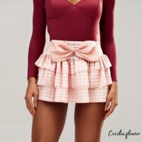 Váy kẻ sọc Mini mùa hè dành cho nữ Váy xếp tầng trang trí cho các bữa tiệc du lịch hàng ngày