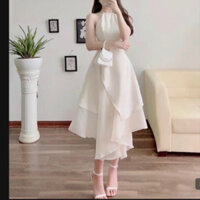 Váy kiểu yếm vải tơ bồng nhiều tầng đuôi cá