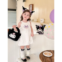 Váy Kuromi mùa hè cho bé gái váy trắng trẻ em váy bồng bềnh nụ hoa mới váy hoạt hình Hàn Quốc cho bé gái