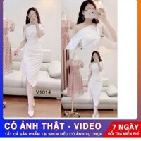Váy lệch vai eo nhún bèo