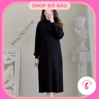 Váy len bầu tay phồng dáng suông giữ ấm mặc đẹp