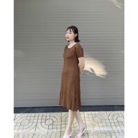 Váy len bầu thời trang dạo phố shopanhthu-BDA2546 Đầm bầu thu đông chất len