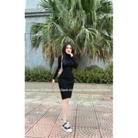 váy len body cổ lọ