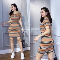 Váy len body kẻ cổ Đức