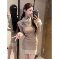 Váy len body lông nhân tạo