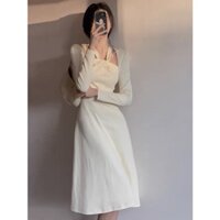 VÁY LEN CỔ ĐAN DÂY HÀNG THIẾT KẾ QCCC, SẴN KHO HÀ NỘI