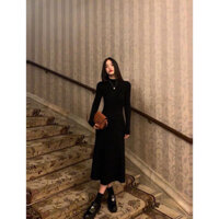 Váy Len Cổ Lọ Dáng Dài, Đầm Cao Cổ Xòe Dài Tay Nhã Nhặn, Thời Thượng - Spicy Dress