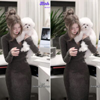 Váy Len Lông Cừu Dáng Dài Cổ Bẻ Phong Cách Hàn Quốc, Váy Ôm Body Siu Hot Chuẩn MPB [Về Sẵn]