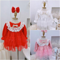 Váy len lông thỏ cho bé mặc lễ, noel, tết cho bé 5-8kg