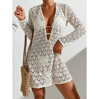 váy len ngắn tay dài coverup VLN28