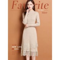 Váy Len Nữ Dài Tay Cúc chéo, Váy Đầm Nữ Đẹp Dự Tiệc, Công Sở, Đi Chơi Phong Cách Hàn Quốc