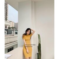 Váy len tăm body vàng